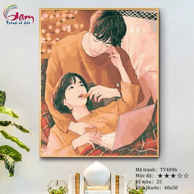 Mua Tranh sơn dầu số hóa tự tô màu Tranh tình yêu đôi lứa Hàn Quốc TY4096