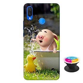 Ốp lưng nhựa dẻo dành cho Huawei Nova 3i in hình Heo Con Nghịch Nước - Tặng Popsocket in logo iCase - Hàng Chính Hãng