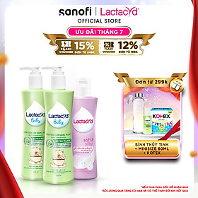 Bộ 2 chai Sữa Tắm Gội Trẻ Em Lactacyd Baby Extra Milky 500ml+ 1 Dung Dịch Vệ Sinh Soft & Silky Dưỡng Ẩm 250ml