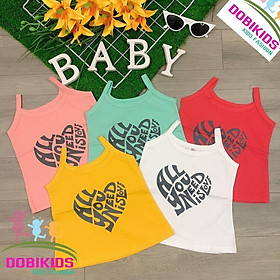 Áo 2 dây bé gái 100% cotton mềm co giãn 8-24kg