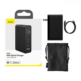 Mua  Hàng Chính Hãng  Bộ sạc nhanh đa năng Baseus GaN2 Pro Quick Charger 120W dùng cho Smartphone/ Tablet/ Macbook / Laptop (C+C+A  With C to C Cable  E-mark Chip 100W LVJ002