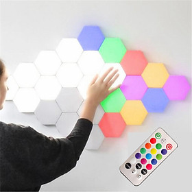 RGB LED Lights Hexagon Wall-Mounted Night Light Wall DIY Modular Geometric Assembled Colorful Lamps USB Charging Remote/Touch Control Home Decor