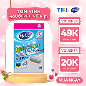 (Chọn Loại) Bông Lau Thay Thế MyJae Sợi Microfiber Dành Cho Cây Lau Nhà Tự Vắt 2 Ngăn 33cm x 12cm