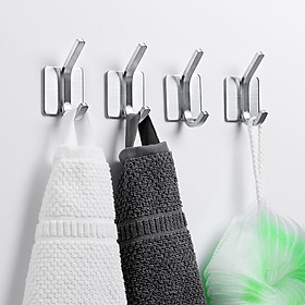 Bộ 4 Móc treo quần áo Inox 304 dán tường gạch men - có sẵn keo dán siêu dính - Móc treo đồ không cần khoan tường - HOBBY V137