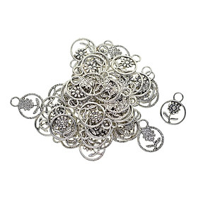 50 Pieces Antiqued  Alloy Daisy Flower Charms Pendants DIY Necklace