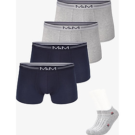 Combo 4 Quần Lót Nam Quần Sịp Đùi Sợi Cotton Cao Cấp MRM FASHION Mix 2 Màu TẶNG Đôi Tất Nam Cao Cấp