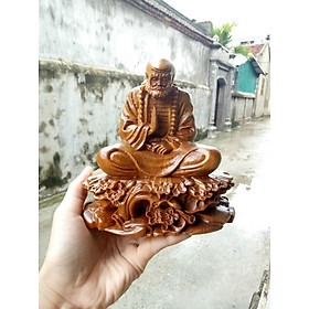 Mua Tượng đạt ma sư tổ ngồi thiền đế gốc cây mai bằng gỗ bách xanh thơm phức kt cao 15×14×8cm