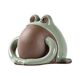 Frog Statue Ceramic Tea Pet Ornament Miniature Tea Table Figurine Home Decoration Animal Sculpture Figurine for Bedroom Tea Room Desktop