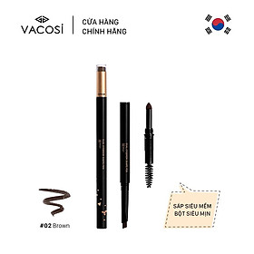 Hình ảnh Chì Mày Định Hình: Sáp + Bột + Chổi ALL-IN-ONE VACOSI DUAL EYEBROW SHAPE PEN - 5 màu