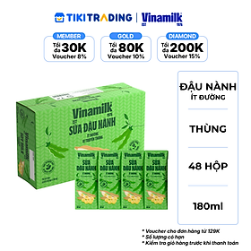 Thùng 48 hộp sữa đậu nành ít đường vị truyền thống Vinamilk 180ml