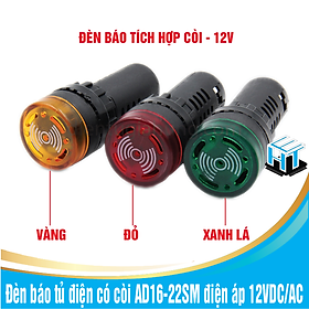 Đèn báo tủ điện có còi AD16-22SM điện áp 12VDC/AC