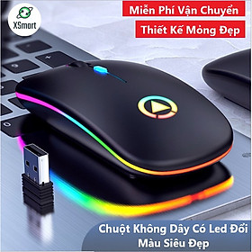 Chuột Không Dây Máy Tính XSmart A2Pro Có Led Đổi Màu Pin Sạc Dùng Văn Phòng, Chơi Game, Làm Việc Cực Chất – Hàng Chính Hãng