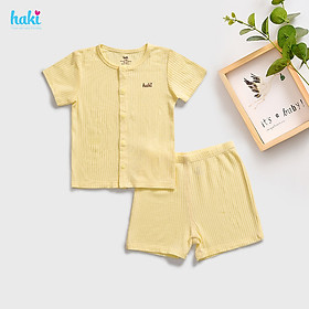 Hình ảnh Bộ quần áo sơ sinh cho bé vải gỗ sồi siêu mềm mịn cao cấp - đồ sơ sinh cho bé (2,5kg - 15kg) - bộ cộc tay cho bé Haki BM001