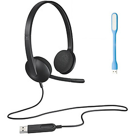 Tai Nghe Logitech USB Headset H340 Cho PC, Laptop Tích Hợp Micro Chuyên Dùng Cho Học Trực Tuyến Online - Dây Dài 1.8m - Kèm Đèn LED Trợ Sáng - Hàng Chính Hãng