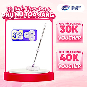 Mua Combo 3 Bông Lau + 1 Cây Lau Nhà Đơn MyJae Sợi Microfiber Xoay 360 Độ Phù Hợp Cho Nhiều Loại Thùng Lau 134cm