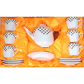 BỘ BÌNH TRÀ 6 CHÉN KÈM 7 ĐĨA VUÔNG TRẮNG SẦN - ANTH254 ( GIAO NGẪU NHIÊN )