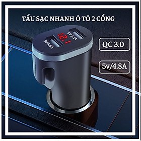 Mua Tẩu Sạc Nhanh Ô Tô Xe Hơi 2 Cổng usb 60W 5V/4.8A Mã VI88