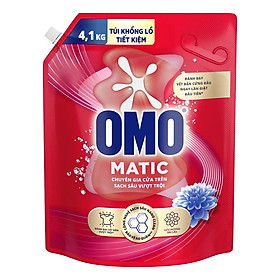 TúI Nước Giặt Omo Matic Cho Máy Giặt Cửa Trên Xoáy Bay Vết Bẩn Sạch Bẩn Khử Mùi Toàn Diện 4.1Kg