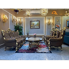Mua Combo ghế sofa băng da bò Italy Juno sofa màu nâu SFBCT18 2m2/1m2 hàng cao cấp chuẩn da bò nhập khẩu Ý