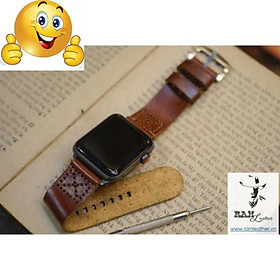 DÂY ĐỒNG HỒ DA BÒ THẬT NÂU ĐỎ - RAM SIMPLE X NÂU ĐỎ  - RAM LEATHER -ĐỦ SIZE 18,20,22, DÀNH CHO CASIO,APPLE WATCH