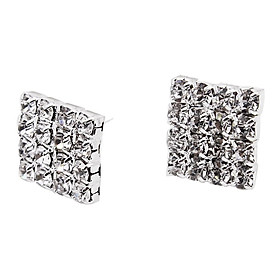 1 Pair Fashion Women Lady Elegant Crystal Rhinestone Square Stud Earrings