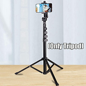Black Phone Tripod 63 inches Extendable Selfie Stick Tripod Stand Holder