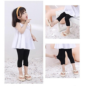 Quần legging lửng trơn màu cho bé gái, chất vải thun cotton mềm mịn, co giãn 4 chiều, size 1 - 6 tuổi