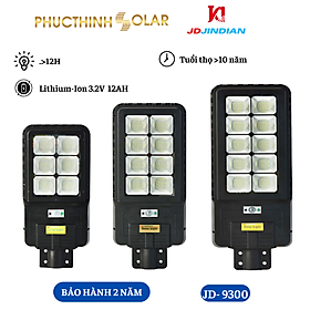 Đèn Năng Lượng Mặt Trời 300W Jindian JD-9300 Đèn LED NLMT Chống Nước, Cảm Biến Ánh Sáng, Có Remote | Phúc Thịnh Solar