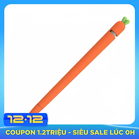 Ốp Silicon kiểu củ cà rốt dành cho Apple Pencil 1, 2 tặng kèm nắp bút và 4 chiếc bọc ngòi