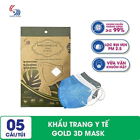 Khẩu trang y tế Gold 3D Mask dành cho người lớn - Túi 5 cái