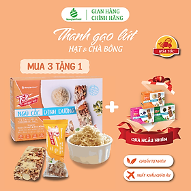 Thanh gạo lứt Hạt & Chà Bông Nonglamfood hộp 8 thanh 136g | Hỗ trợ ăn kiêng giảm cân, tập gym | Bữa ăn sáng thay thế dinh dưỡng | Bổ sung dưỡng chất