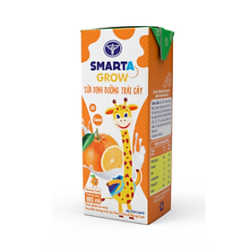 Thùng sữa dinh dưỡng trái cây Smarta Grow hương Cam (180ml x 48 hộp)