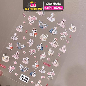 Sticker 5D Dán Móng Tết 2025 Hình Rắn, Hình Dán Móng Đèn Lồng, Tia Sáng p.hoa, Quả Đào Dễ Thương Diy