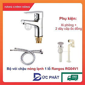 Vòi chậu 1 lỗ cao cấp, vòi chậu rửa mặt đồng mạ crom hàng chính hãng Rangos RG-04V1