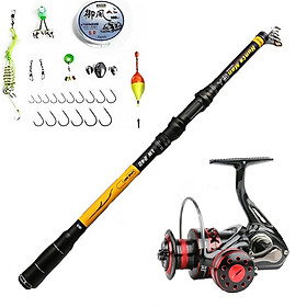 Bộ cần câu - Cần huterman  Máy Deukio DS 4000 Chính hãng kim loại - Tặng kèm 9 phụ kiện CC01