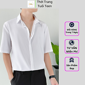 Áo Sơ Mi Rộng Tay Ngắn OVERSIZE Giấu Nút Form Rộng UNISEX Nam Nữ Vải Lụa Mềm Mát Ít Nhăn - SMN01