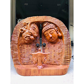Mua Tượng cánh cửu thiện ác bằng gỗ hương đá liền khối  kt 24×25×7cm
