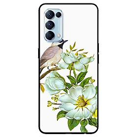 Ốp lưng dành cho Oppo Reno 5 mẫu Chim Đậu Cành Hoa Trắng