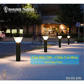 Đèn Cột Sân Vườn Hình Nón DSV-2160 - Chiều Cao 60cm - Sử Dụng Điện Và Dùng Năng Lượng Mặt Trời - Chống Nước IP65 DT
