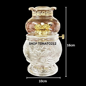 Mua ĐÈN DẦU CÁT TƯỜNG HOA SEN LƯU LY 424 TRẮNG CAO 16CM