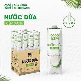 Thùng 12 Hộp Nước dừa đóng hộp Cocoxim Xanh dung tích 1000ml/Hộp