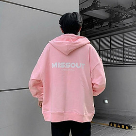 Áo Hoodie Khóa Zip Nỉ Bông in MISSOUT Form Rộng Unisex Nam Nữ Ulzzang