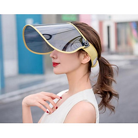 Mũ rộng vành chống nắng đi xe đạp- xe điện, nón chống nắng vành điều chỉnh 360 độ màu vàng