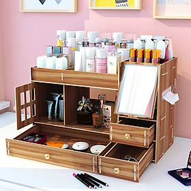 Mua Kệ Mỹ Phẩm  Tủ Đựng Mỹ Phẩm  Kệ Trang Điểm BIBOTOYKM6 Bằng Gỗ Nhiều Ngăn Tiện Lợi 2 Màu Nâu Sáng Thời Trang - Tặng 1 Băng Đô Trang Điểm Bằng Lụa