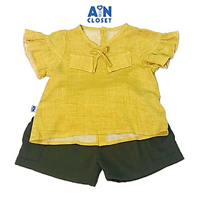 Bộ quần áo ngắn bé gái Xanh mạ linen - AICDBG5WHZ3J - AIN Closet