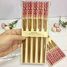 Set 5 đôi đũa hoa xanh,hoa đỏ, lá phong