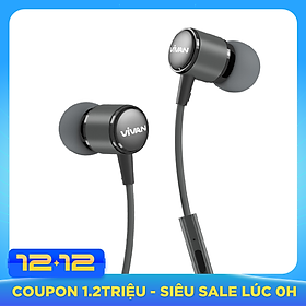 Tai nghe nhét tai có dây Jack cắm 3.5mm có Mic/Microphone Vivan | Cho iOS/Apple (iPhone/iPad), Android (Samsung, Sony, Xiaomi, Huawei, Oppo) Màu Đen/Xám - Hàng Chính Hãng