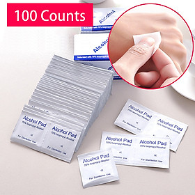 100 Counts Alcohol Formula Wipes Pads Disposable Alcohol Prep Wipes Individual Package Portable Nail Cleanser Cloth for