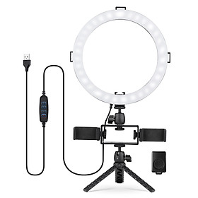 10inch/26cm LED Ring Light Kit 3 Lighting Modes 3000K-6500K Dimmable USB Powered with Mini Desktop Tripod + Mounting