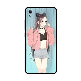 Ốp Lưng Dành Cho Vivo Y91C mẫu Cô Gái Áo Hồng Nền Xanh - Hàng Chính Hãng